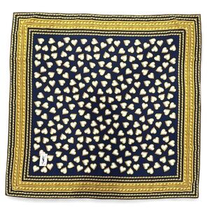 Yves Saint Laurent Silk Scarf in Navy and Gold